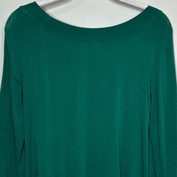 Splendid Green Pleated Babydoll Trapeze Dress Size M Pima Cotton Modal Tunic - Picture 8 of 9